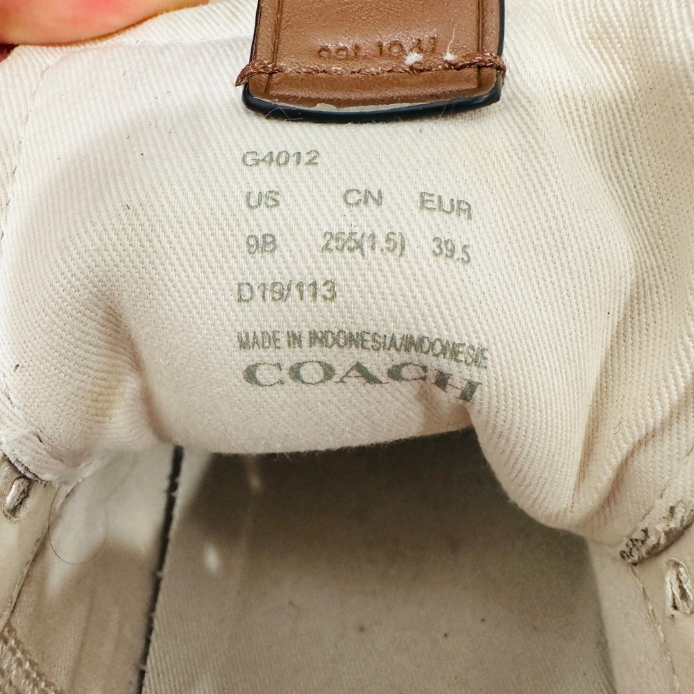Coach Platform Sneaker Womens 9B G4012 Cream Leather Striped Flatform Shoe - Picture 6 of 16